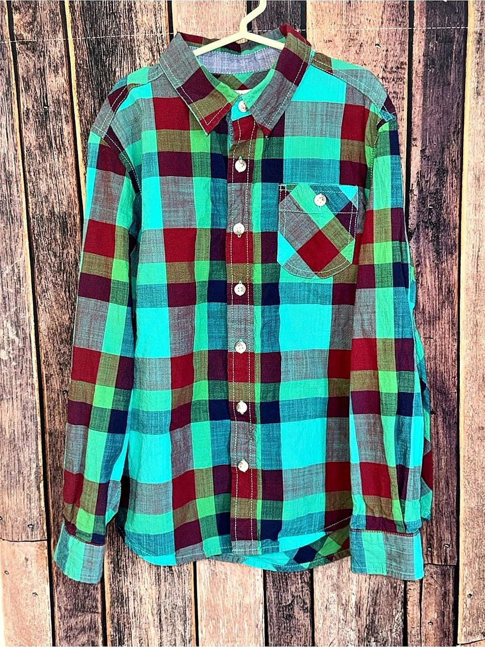 Cherokee Boys Plaid Button Down Size Medium Like New